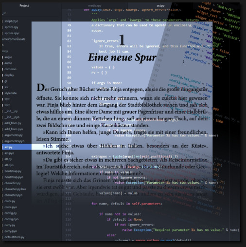 Python Script Programmierung der Visual Novel, Umsetzung der Wasserfall-Trilogie von Oliver Jungjohann