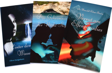 Cover der Einzelbände der Wasserfall-Trilogie von Oliver Jungjohann